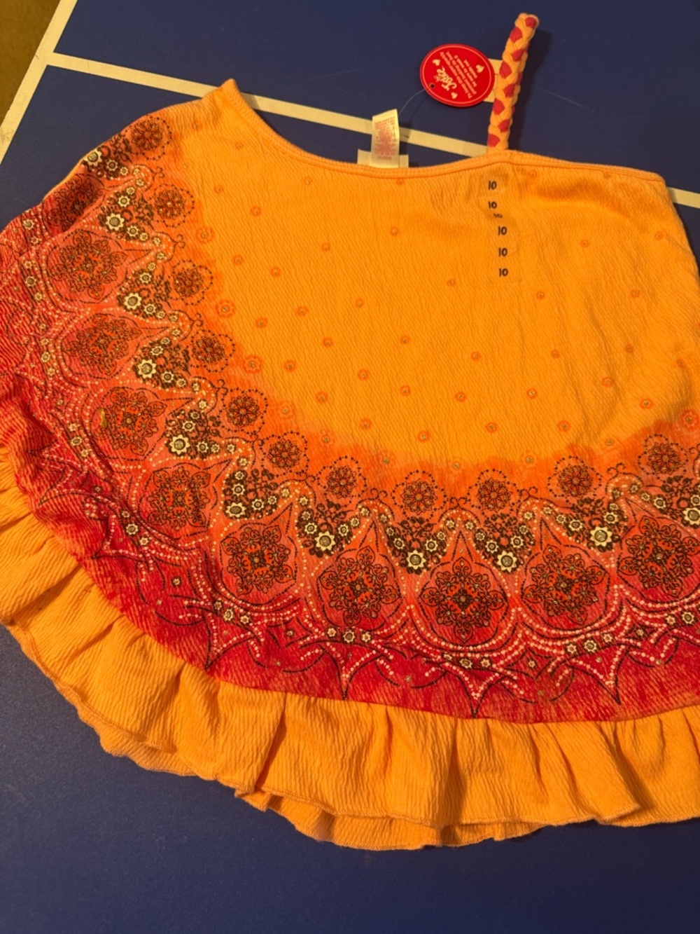 Kids Orange Printed Ruffle-Hem Camisole